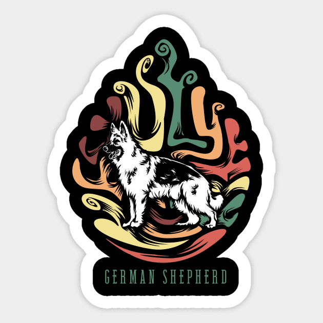 German shepherd | Retro design for Dog Lovers Sticker by WearthisWearthat